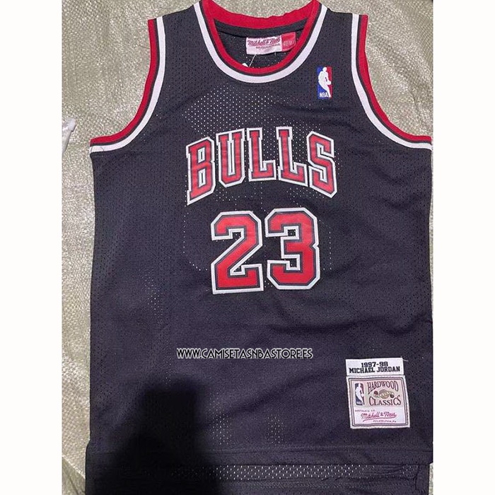 Michael Jordan NO 23 Camiseta Nino Chicago Bulls Mitchell & Ness 1997-98 Negro